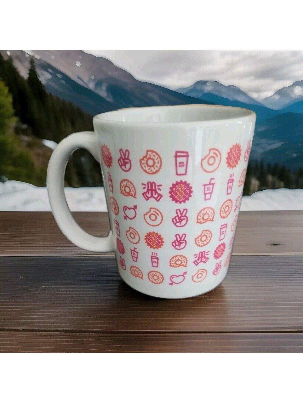 2018 Dunkin Donuts Peace Love Dunkin 12 oz Coffee Mug Tea Cup Colorful Hippie